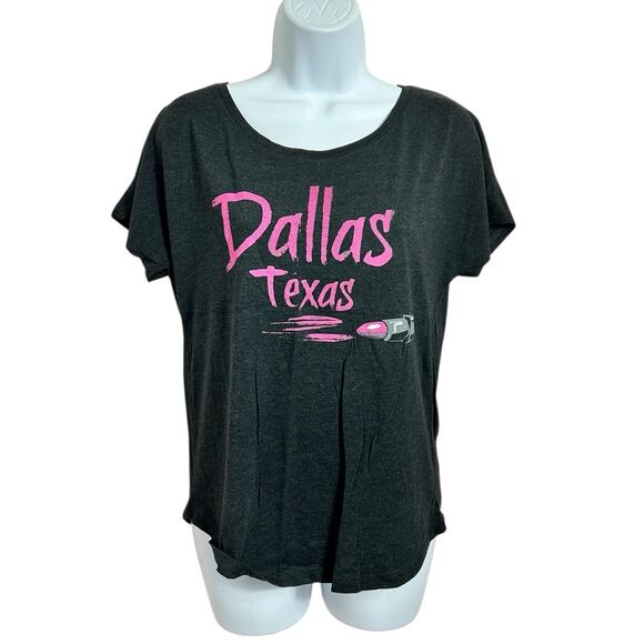 Next Level Dallas Texas Black Tee Size Small Lipstick Short Dolman Sleeve New - Picture 4 of 6